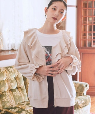 earth music&ecology 【裏毛】フリルカラーＺｉｐウラケブルゾン