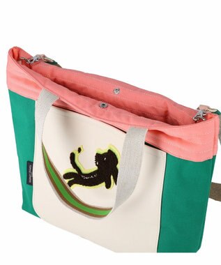 tsumori chisato CARRY キラミックスコンビ トートバッグ 2wayショルダー A4収納 ネコ グリーン