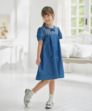 組曲 KIDS 【150-160㎝】レースコンビデニムワンピース ブルー
