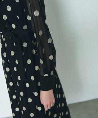 GRACE CONTINENTAL ラメドット刺繍ドレス ブラック