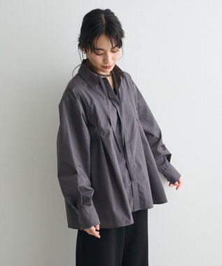 CRAFT STANDARD BOUTIQUE タイ付きタックシャツチュニック Charcoal Gray