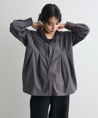 CRAFT STANDARD BOUTIQUE タイ付きタックシャツチュニック Charcoal Gray