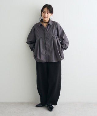 CRAFT STANDARD BOUTIQUE タイ付きタックシャツチュニック Charcoal Gray