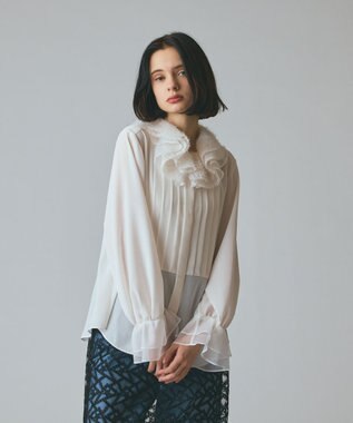 GRACE CONTINENTAL フェザーチュールカラーブラウス キナリ