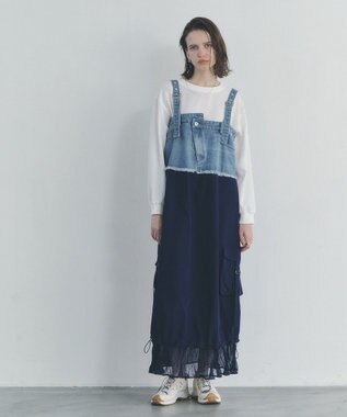 YECCA VECCA デニムMIXデザインサロペット