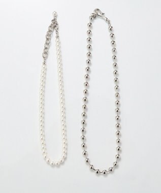Phoebe マルチwayメタルボール×パールネックレス シルバー