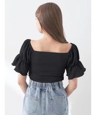 earth music&ecology カットシャーリングプルオーバー Black