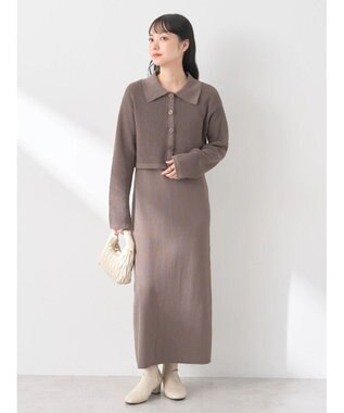 earth music&ecology ＳＥＴ２点襟付きカーディガン＋ニットワンピース