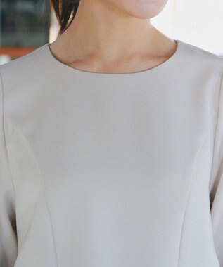 Tiaclasse 【ダブルクロス】パフスリーブペプラムチュニックブラウス グレージュ