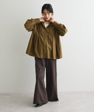 CRAFT STANDARD BOUTIQUE タイ付きタックシャツチュニック Khaki