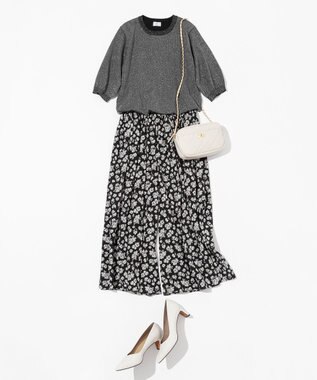 組曲 L 【WEB限定・2SET】シャイニーラメニット×チュールスカート ブラック系