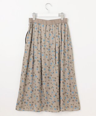 自由区 L マルチポルカドットプリント スカート モカベース
