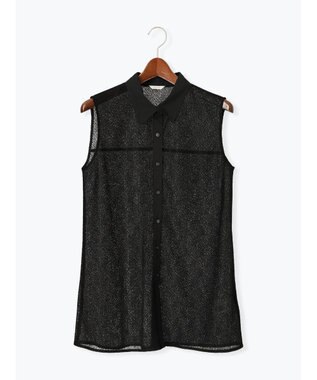 Te chichi クレープメッシュノースリーブシャツ（セットアップ可） ブラック