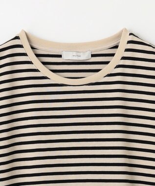 ANY リブポイントテールＴシャツ ベージュ×ブラック