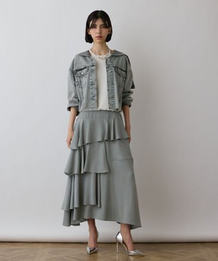 GRACE CONTINENTAL イレヘムサテンスカート グリーン