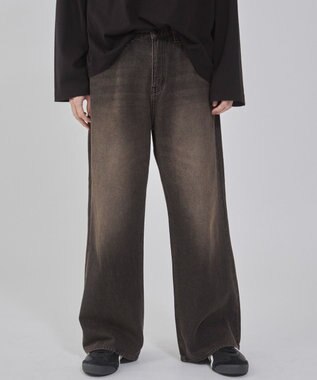 WEGO 【ユニセックス着用ITEM/ウエスト調整可】フレアデニムパンツ デニムブラックソノタ