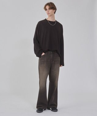 WEGO 【ユニセックス着用ITEM/ウエスト調整可】フレアデニムパンツ デニムブラックソノタ