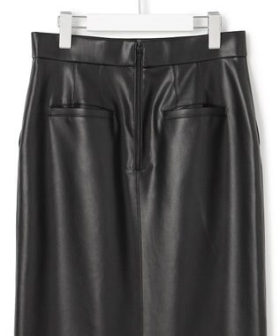 ICB L 【洗える】フェイクレザー ナロースカート ブラック系