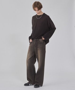 WEGO 【ユニセックス着用ITEM/ウエスト調整可】フレアデニムパンツ デニムブラックソノタ