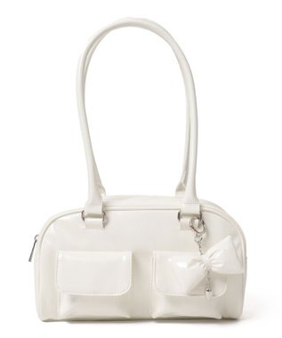 WEGO チャーム付きボストンバッグ ホワイト