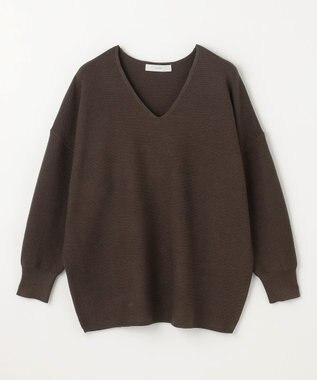 ANY 【洗濯機可】Ｖネックラメガーターニット ブラウン