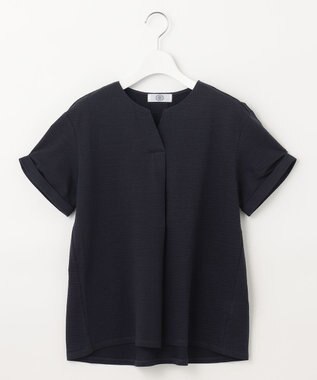 J.PRESS LADIES L 【WEB限定カラーあり・抗菌消臭・吸水速乾】サッカージャージー キーネック カットソー ネイビー系