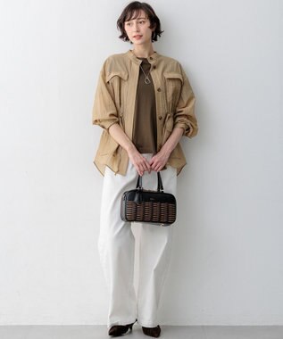 23区 【見上愛さん着用】リネンミックスシアースラブ ミリタリー シャツジャケット ベージュ系