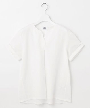 J.PRESS LADIES L 【WEB限定カラーあり・抗菌消臭・吸水速乾】サッカージャージー キーネック カットソー ホワイト系