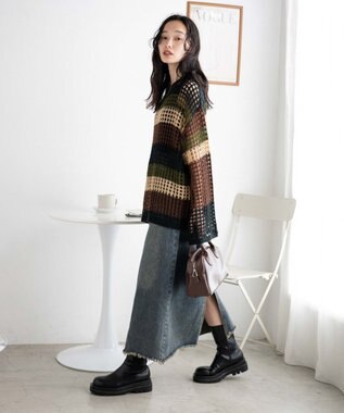 WEGO ビッグメッシュニットプルオーバー グリーン