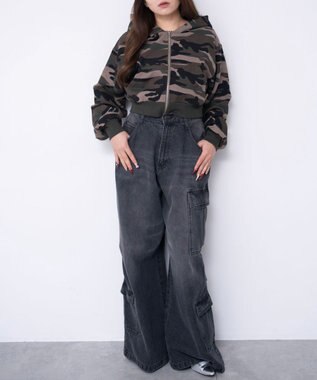 WEGO ショートZIPパーカー 柄1