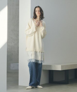 YECCA VECCA レースサテンキャミチュニック Ivory