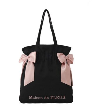 Maison de FLEUR リボンジャカードダブルリボントートバッグ Black