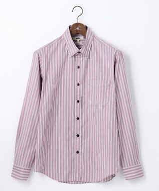 JOSEPH ABBOUD 【オーガニックコットン】JOE COTTON シャンブレーサテンストライプ シャツ ピンク系1