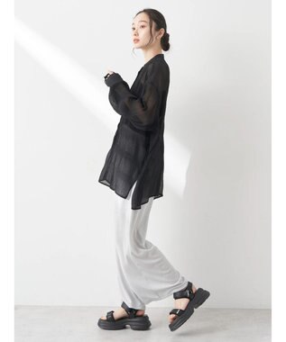 earth music&ecology クシュクシュシアーシャツ Black