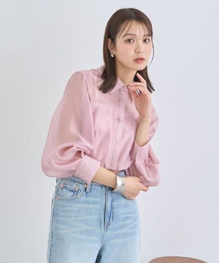 earth music&ecology バルーンシアーショートシャツ Pink