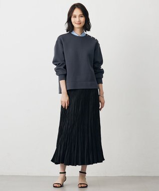 J.PRESS LADIES パールボタン デコカラー 付け襟 サックス系