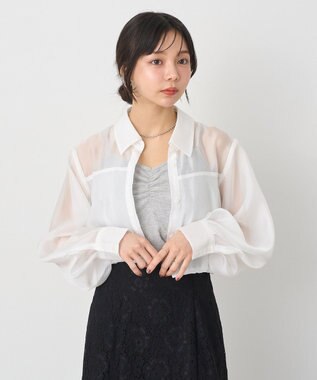 earth music&ecology バルーンシアーショートシャツ Off White