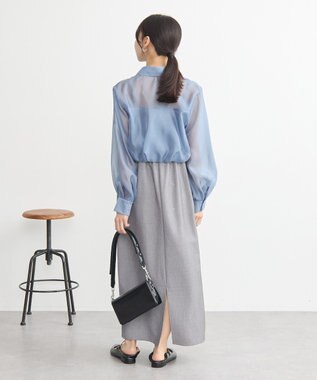 earth music&ecology バルーンシアーショートシャツ Blue