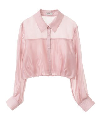 earth music&ecology バルーンシアーショートシャツ Pink