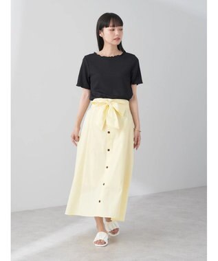 earth music&ecology ウエストリボンヘムスカート Yellow