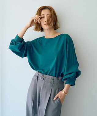 YECCA VECCA 2wayボリューム袖ブラウス Blue Green