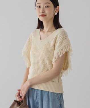 AMERICAN HOLIC 袖フリンジショート丈プルオーバー