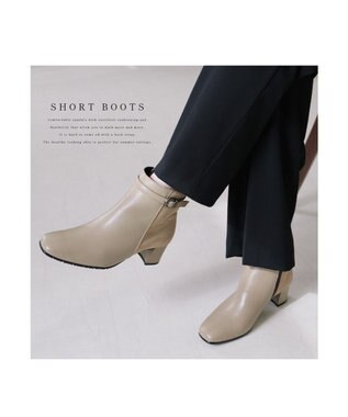 Pointer 本革スエードコンビショートブーツ グレージュ(コンビ)