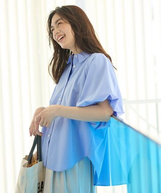 ANY 【接触冷感/UVカット/抗菌防臭/速乾】エニイファンクション パフスリーブブラウス サックス