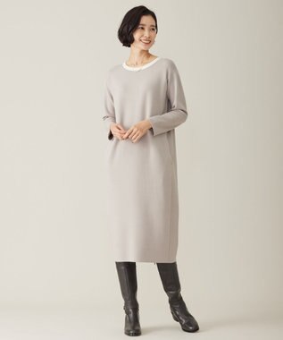 J.PRESS LADIES L 【WEB限定カラーあり・洗える】TRIM RAYON STRETCH ニット ワンピース ベージュ系