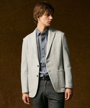 JOSEPH ABBOUD 【キングサイズ・シルク×綿ブレンド】シルクコットンストライプ シャツ グレー系1