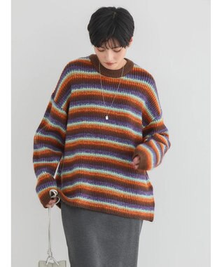 AMERICAN HOLIC グラデーションボーダーニットプルオーバー Terracotta