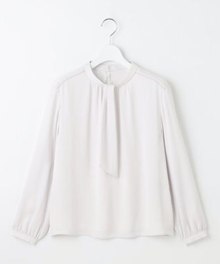 J.PRESS LADIES ジョーゼット モックネック カットソー ライトグレー系