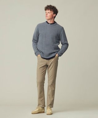 J.PRESS MEN 【Cash Lamb's Wool】ケーブルクルーネック ニット ブルー系