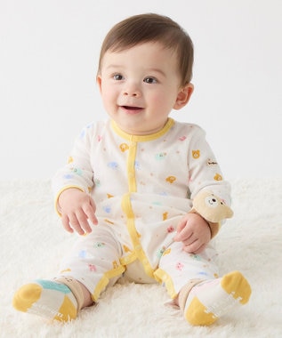 MIKI HOUSE HOT BISCUITS 【60-80cm】 フライス素材 カバーオール肌着 マルチカラー